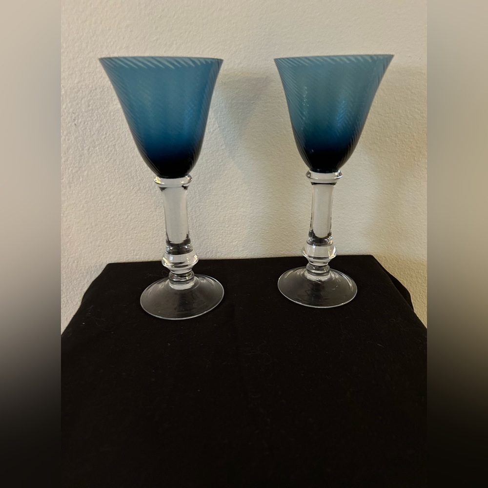 2 Colbolt Blue Wine Goblet 8” stemmed glasses.